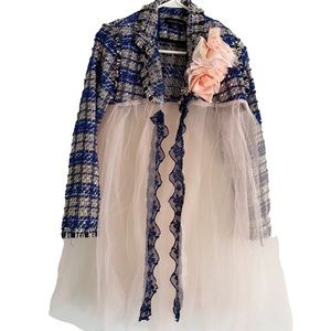 Dollhouse Original Women’s Vintage Handmade Couture Tweed Jacket with Tulle.